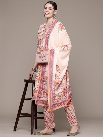 Straight style Cotton fabric Multi color kurta with Bottom and Dupatta