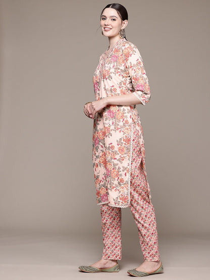 Straight style Cotton fabric Multi color kurta with Bottom and Dupatta