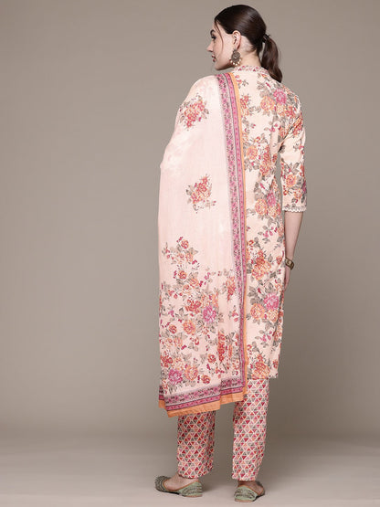 Straight style Cotton fabric Multi color kurta with Bottom and Dupatta