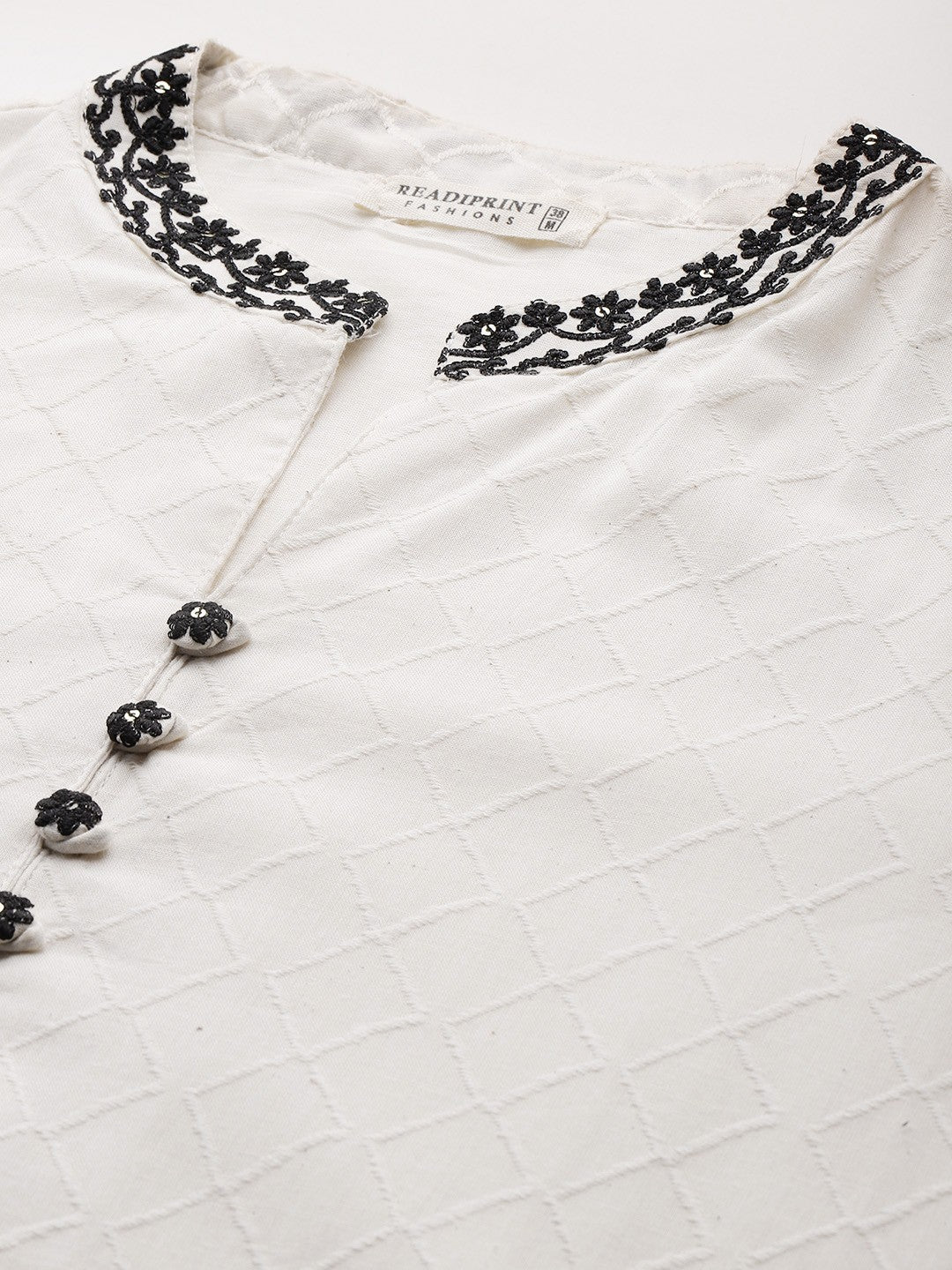 Straight style Cotton fabric Off White color kurta with Bottom