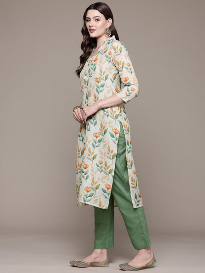 Straight style Cotton fabric Multi color kurta with Bottom and Dupatta
