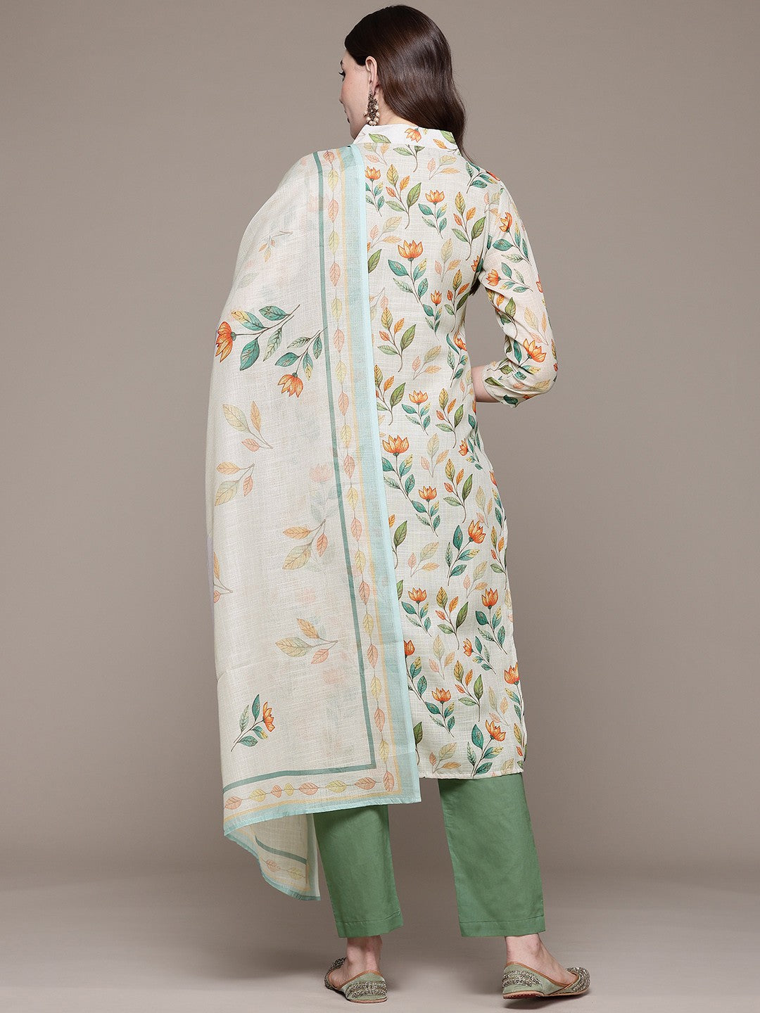 Straight style Cotton fabric Multi color kurta with Bottom and Dupatta
