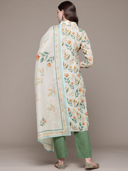 Straight style Cotton fabric Multi color kurta with Bottom and Dupatta