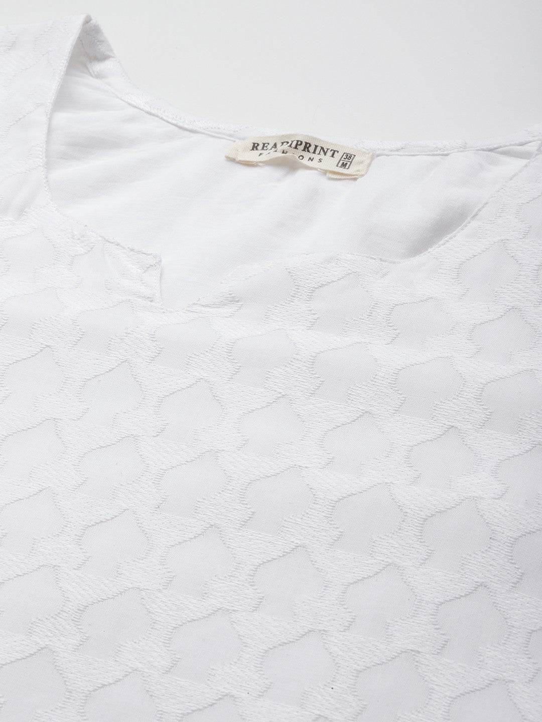 Straight style Cotton fabric White color kurta with Bottom