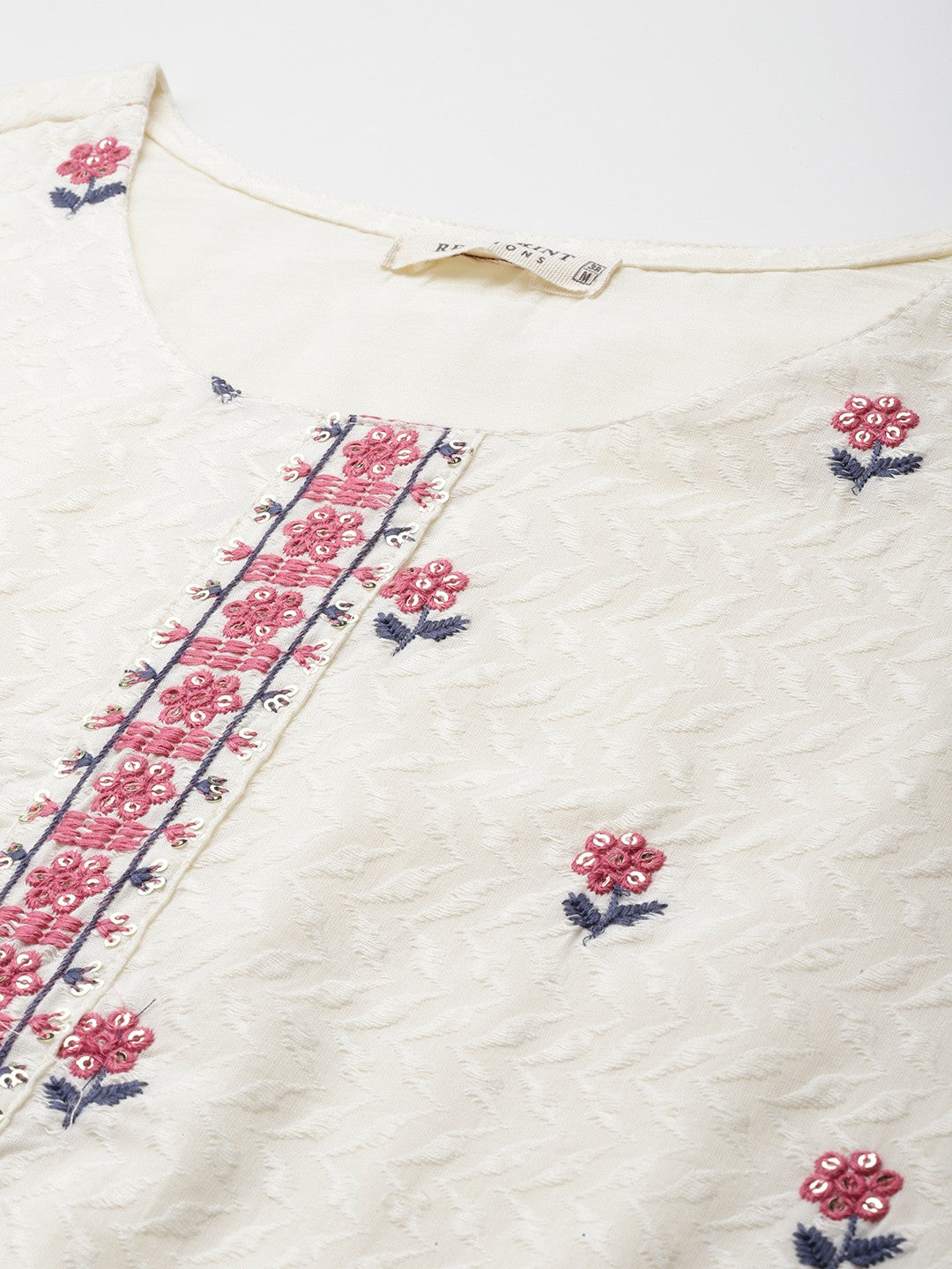 Straight style Cotton fabric Off White color kurta with Bottom and Dupatta