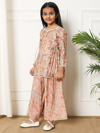 A line style Silk fabric Purple color Kurti with Bottom