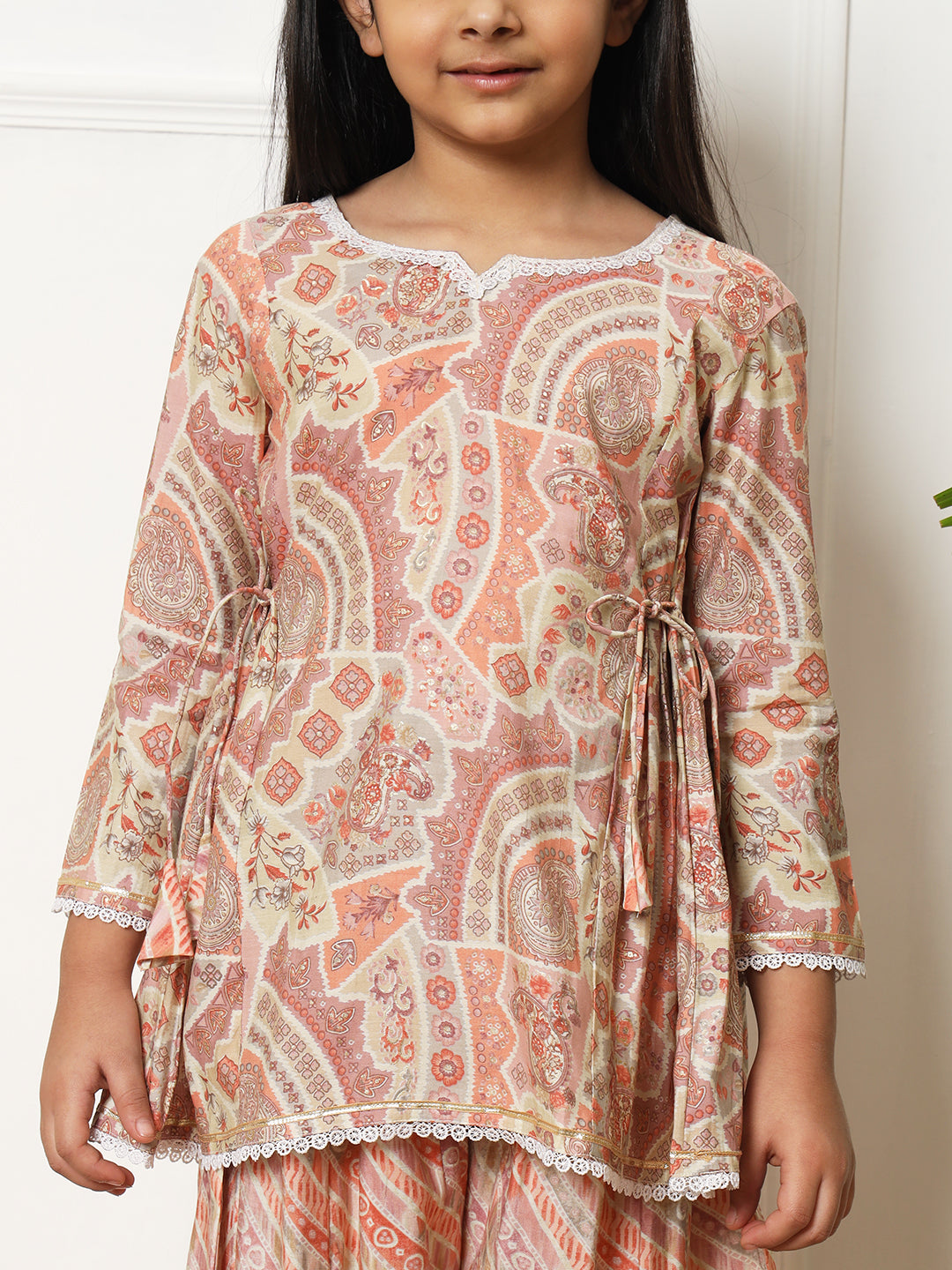 A line style Silk fabric Purple color Kurti with Bottom