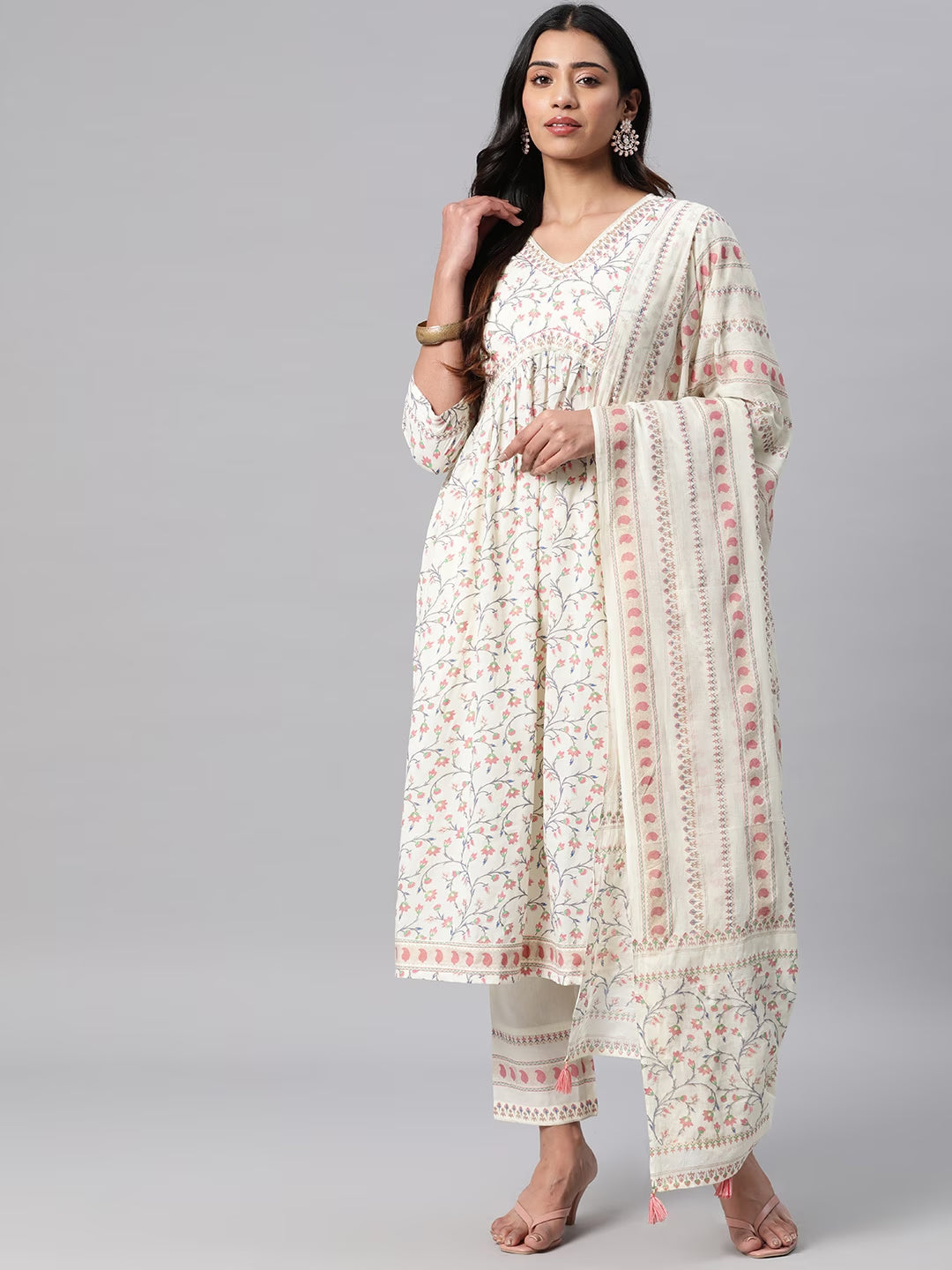 Cotton Printed A Line Kurta Salwar & Dupatta