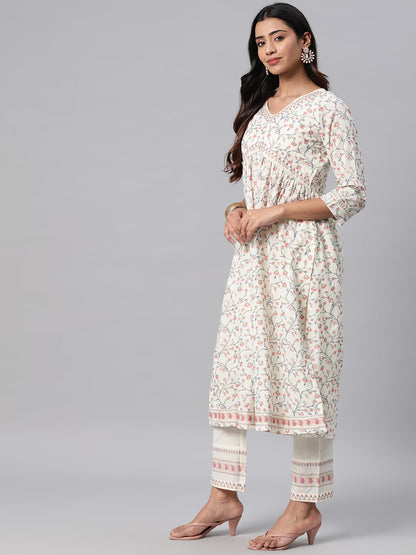Cotton Printed A Line Kurta Salwar & Dupatta