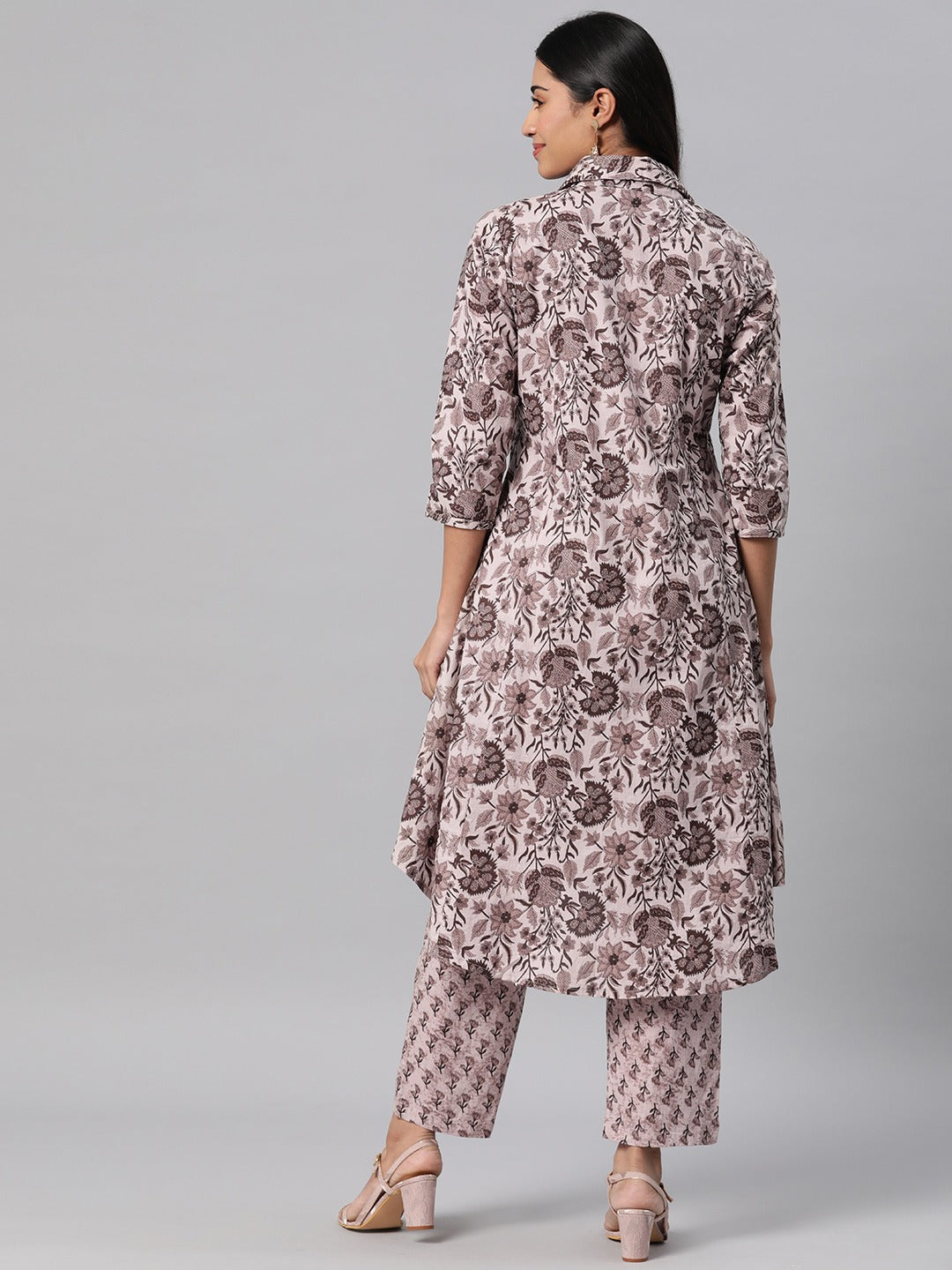 Floral Print Kurta & Pant (Mauve)