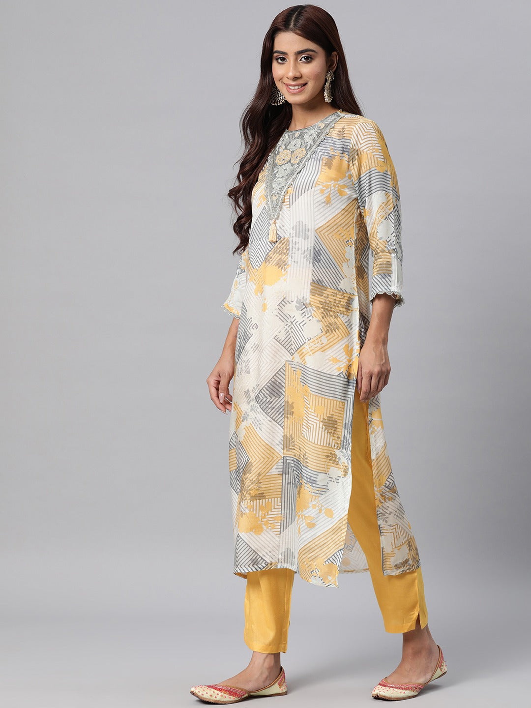 Pure Silk Printed Straight Kurta Pant & Dupatta