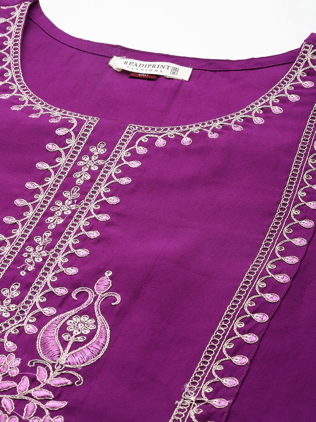 Pure Silk Floral Straight Kurta Pant & Dupatta