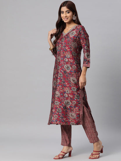 Silk Printed Straight Kurta Pant & Dupatta