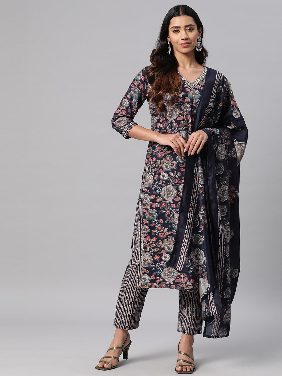 Silk Printed Straight Kurta Pant & Dupatta
