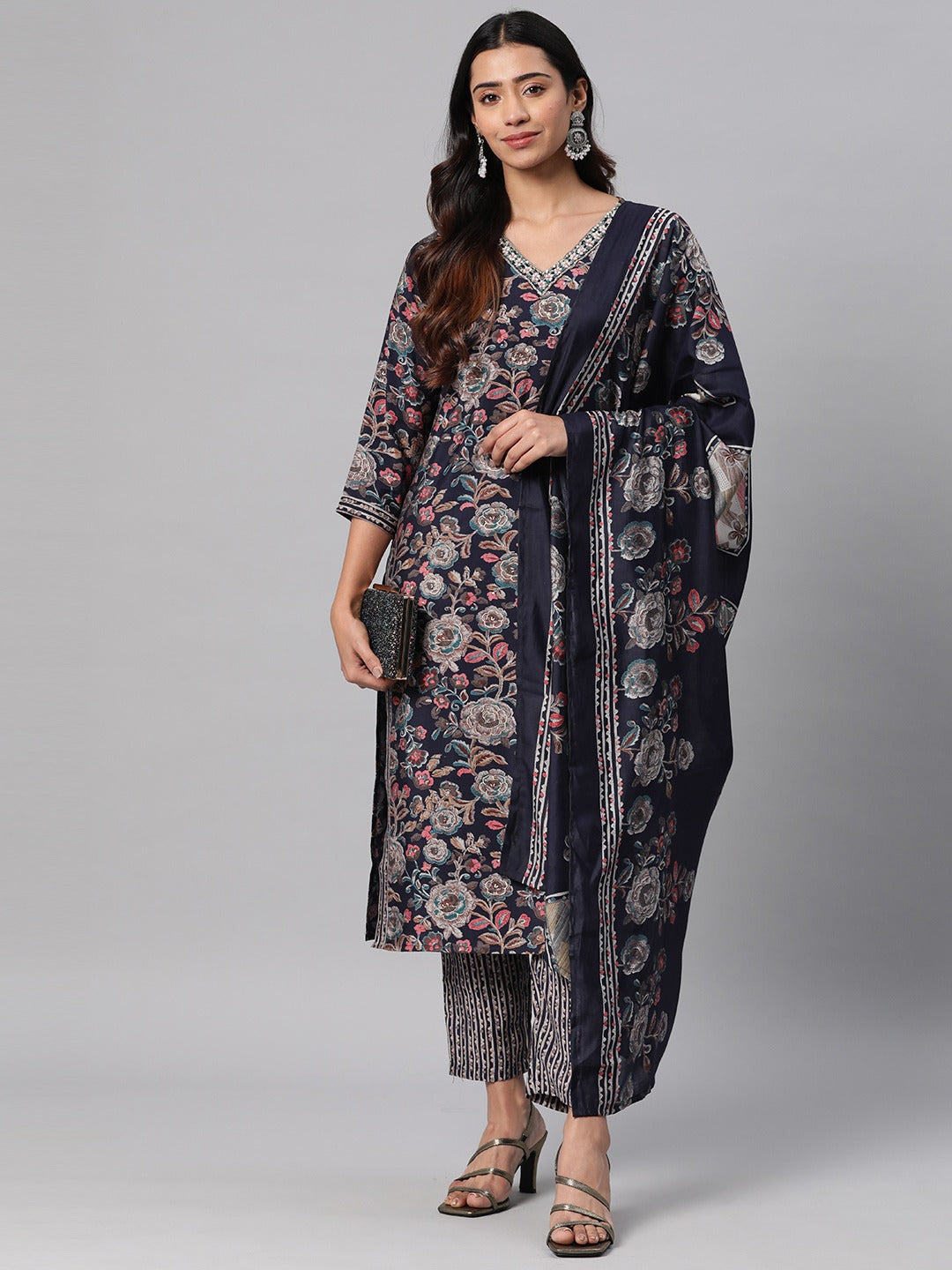 Silk Printed Straight Kurta Pant & Dupatta