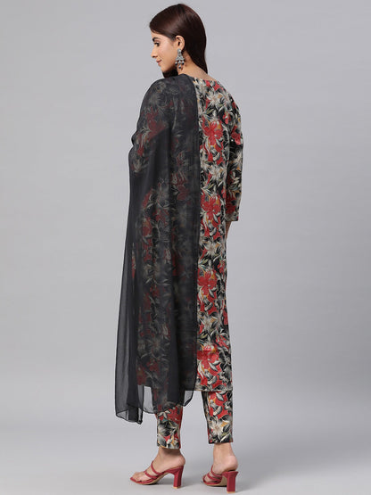 Silk Printed Straight Kurta Pant & Dupatta
