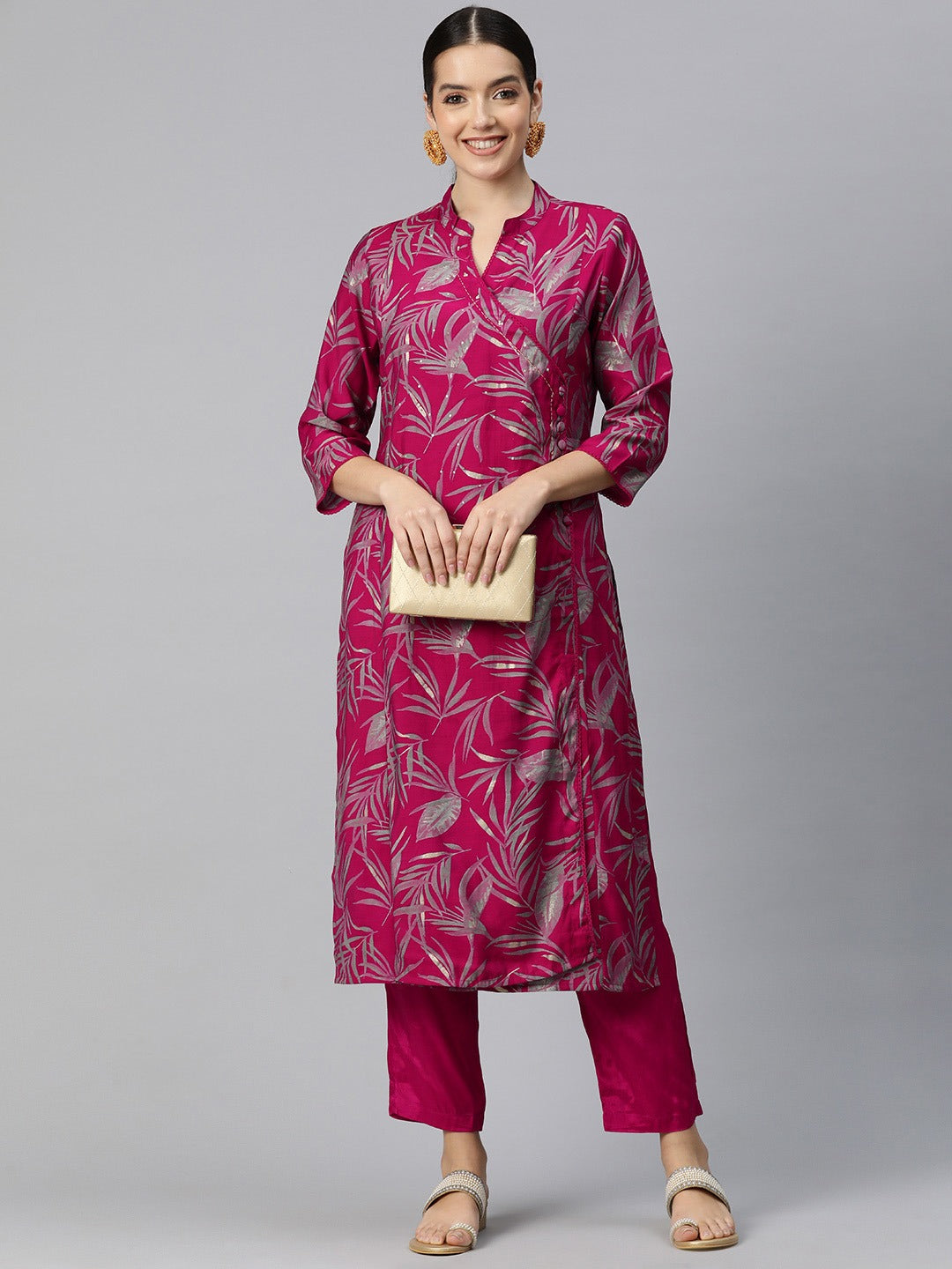 Silk Printed Straight Kurta & Pant