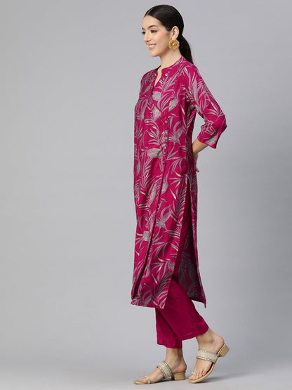 Silk Printed Straight Kurta & Pant