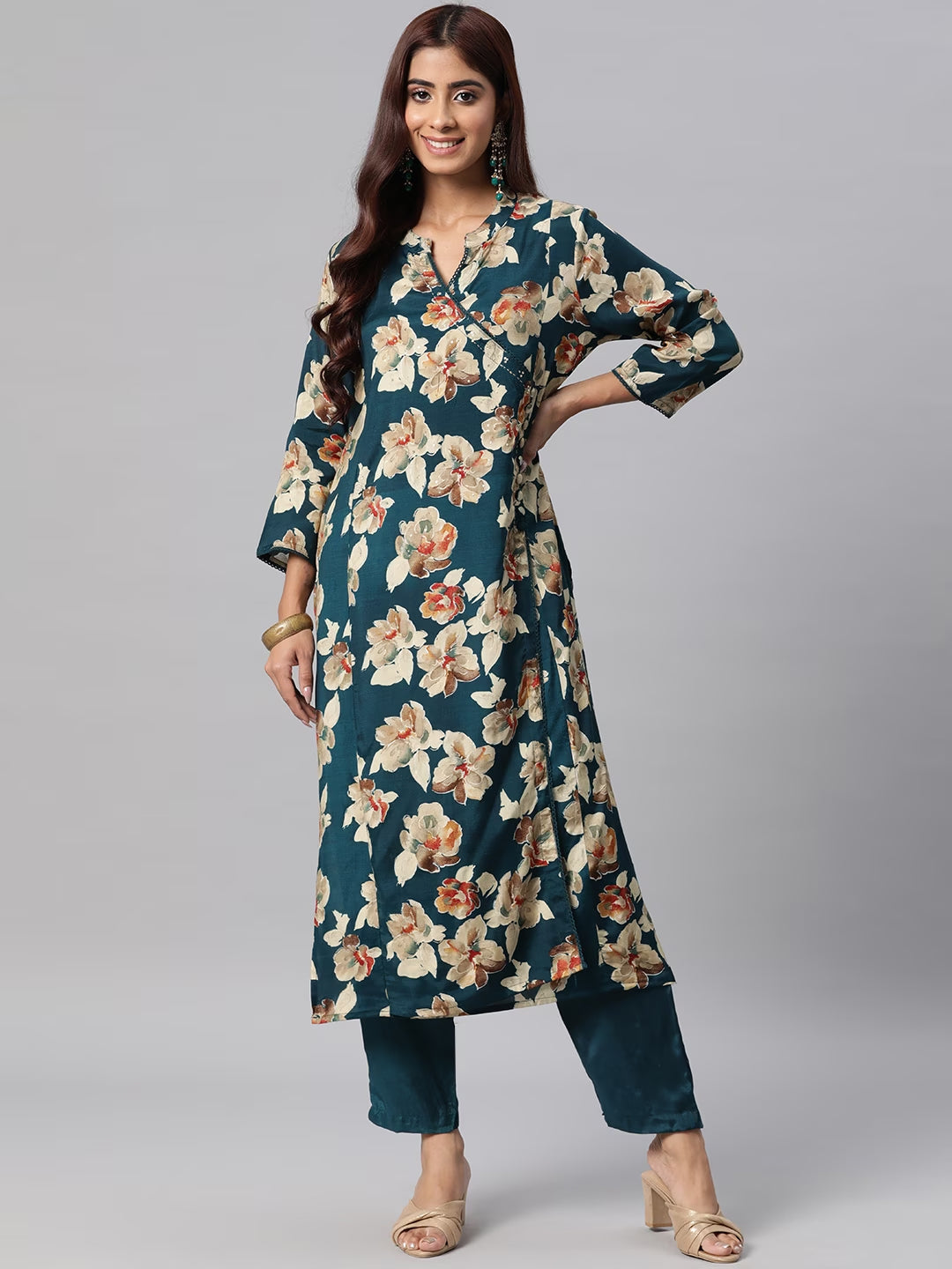 Silk Printed Straight Kurta & Pant