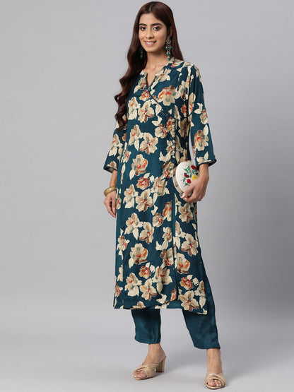Silk Printed Straight Kurta & Pant