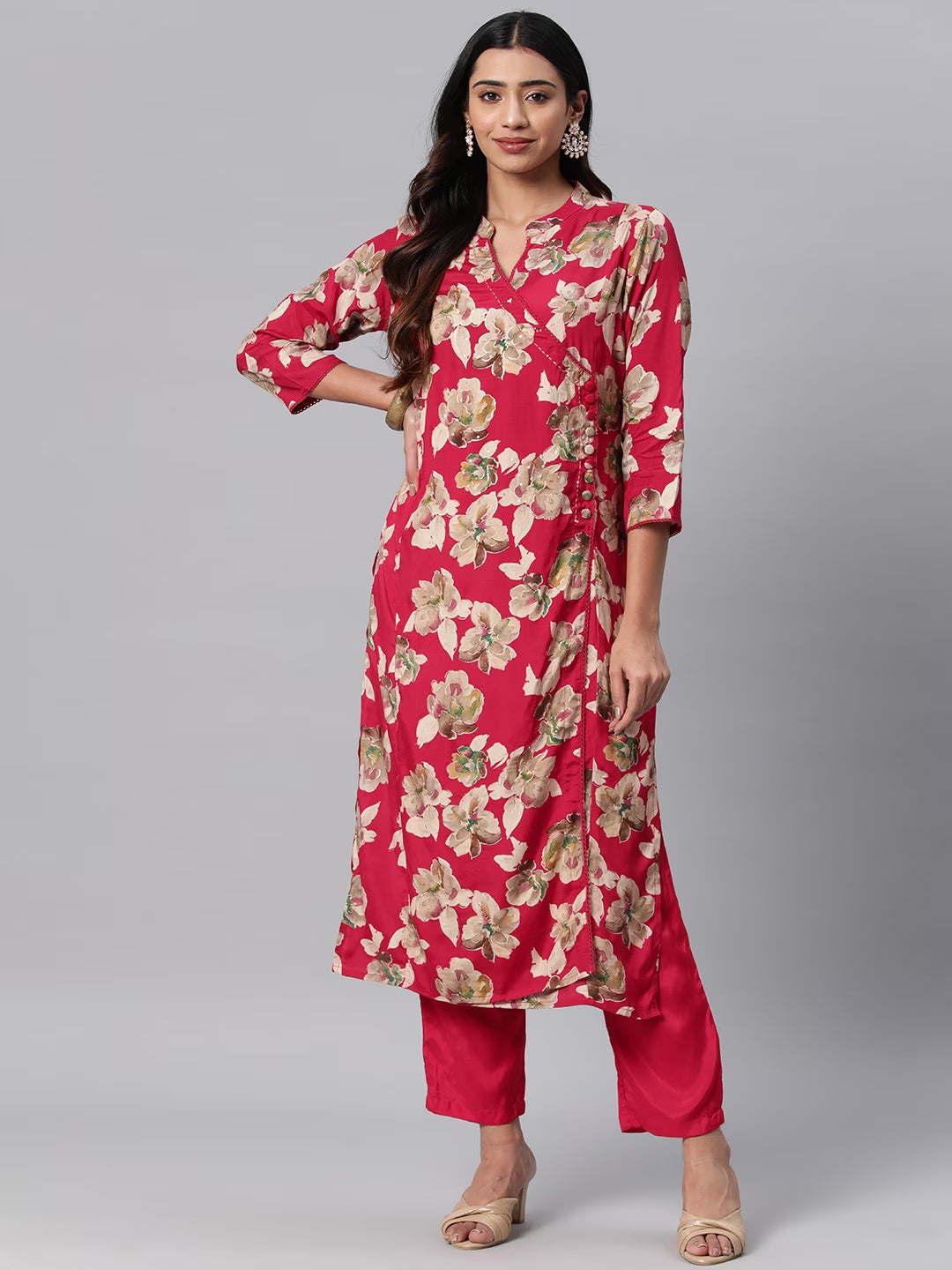 Silk Printed Straight Kurta & Pant