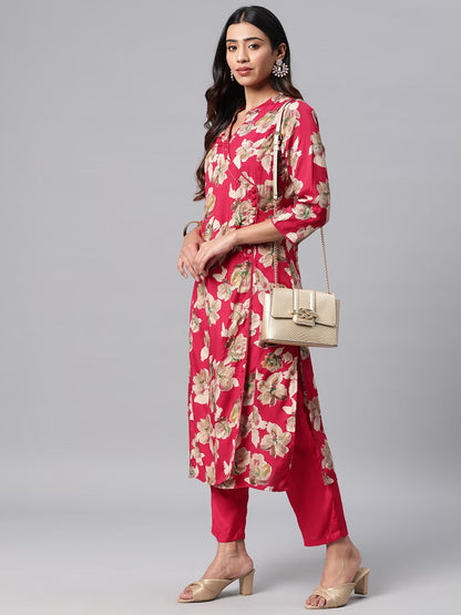Silk Printed Straight Kurta & Pant