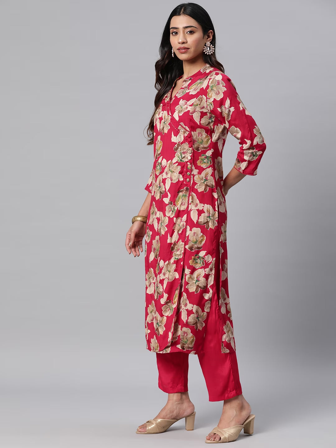 Silk Printed Straight Kurta & Pant