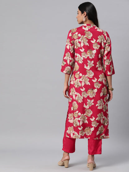 Silk Printed Straight Kurta & Pant