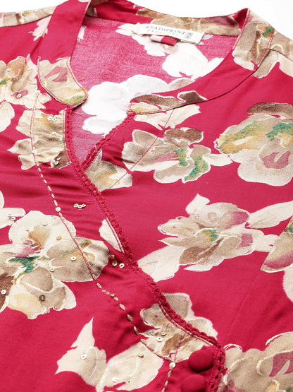 Silk Printed Straight Kurta & Pant