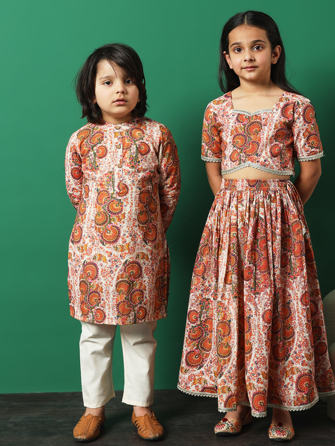 Boy Straight Style Cotton Fabric Multi Color Printed Kurta And Pajama