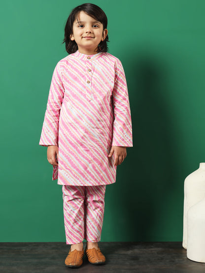 Straight Style Cotton Fabric Pink Color Floral Printed Kurta And Pajama With Jacket