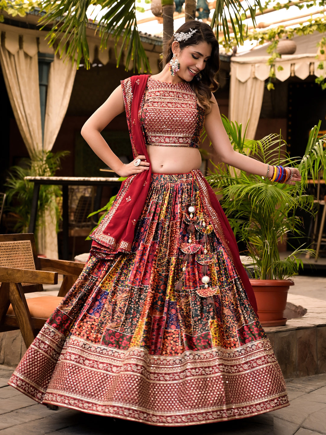 Satin Silk Fabric Multi Color Embroidered Floral Printed Lehenga And Choli In Sequence Work With Dupatta