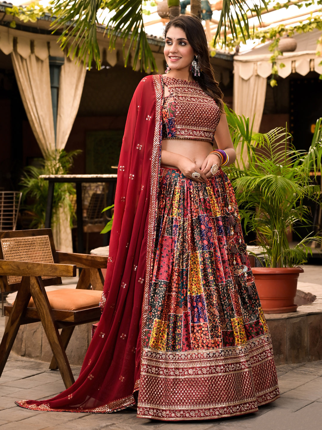 Satin Silk Fabric Multi Color Embroidered Floral Printed Lehenga And Choli In Sequence Work With Dupatta