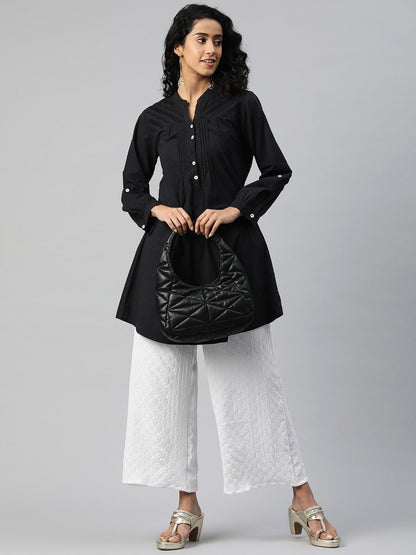 Cotton Fabric White Color Regular Fit Palazzos