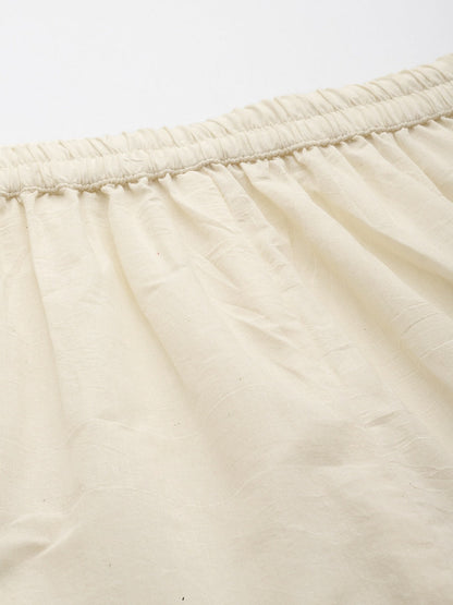 Cotton Fabric Off White Color Regular Fit Palazzos With Embroidered Work