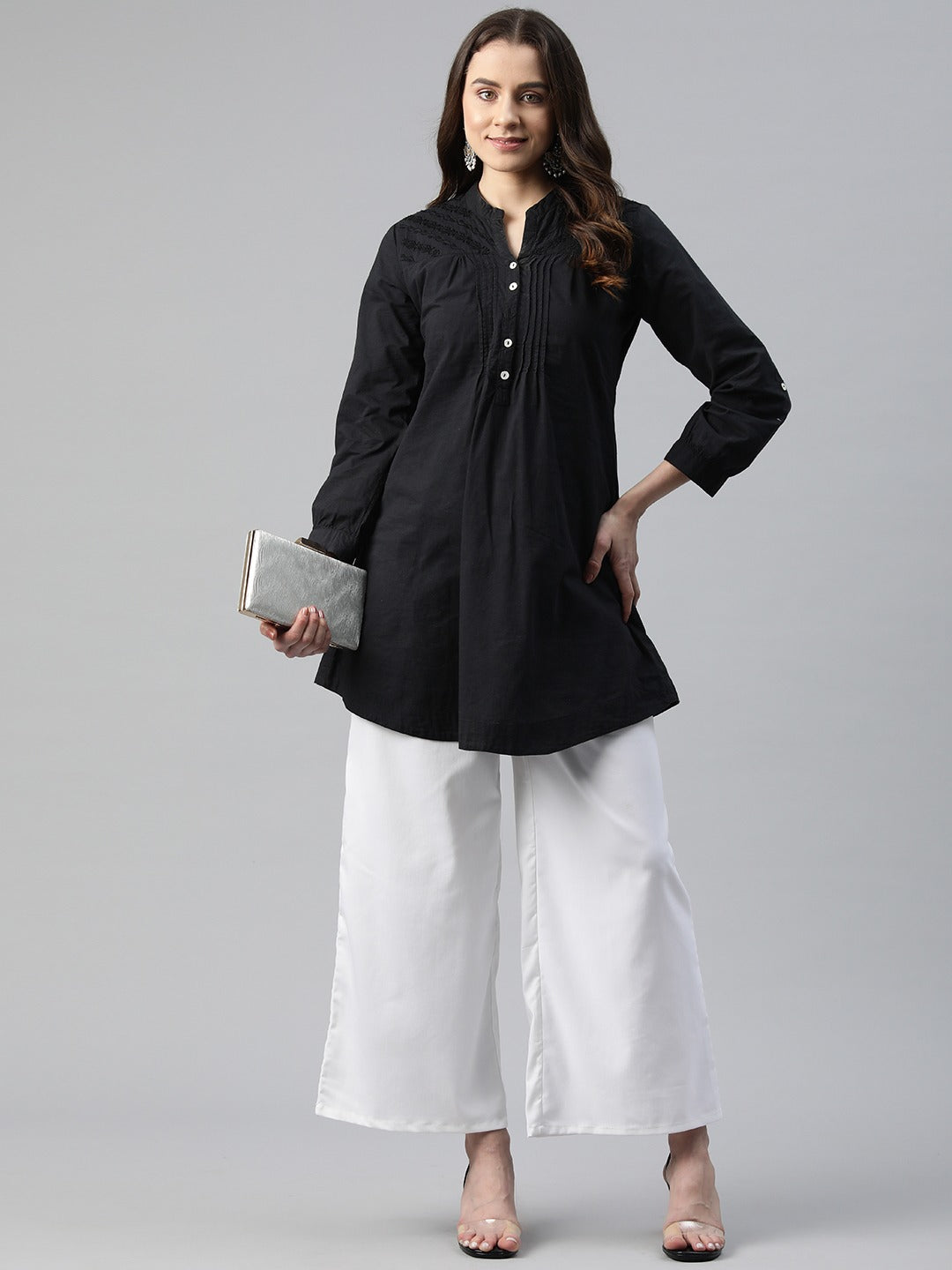 Silk Fabric White Color Regular Fit Palazzos