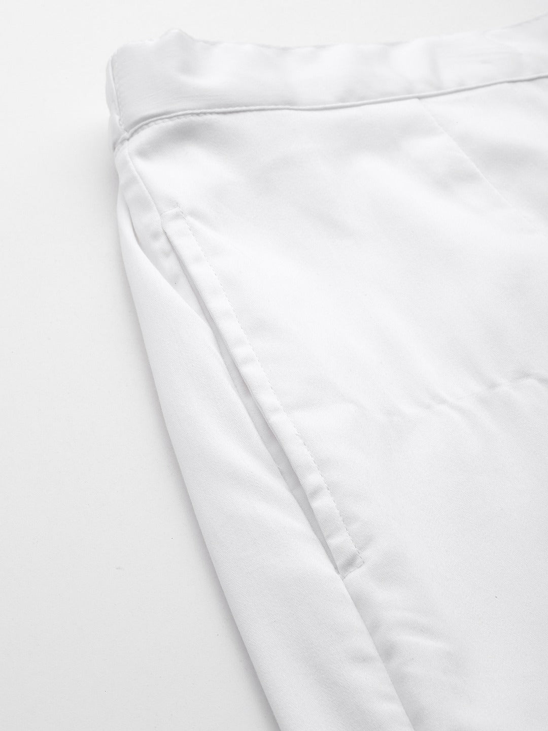 Silk Fabric White Color Regular Fit Palazzos