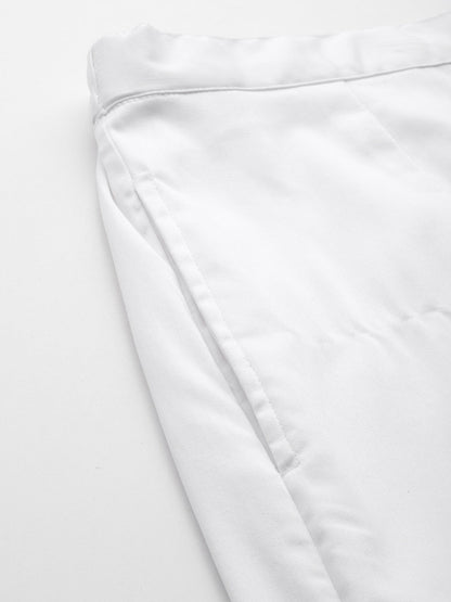 Silk Fabric White Color Regular Fit Palazzos