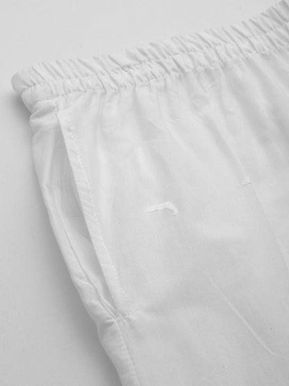 Cotton Fabric White Color Regular Fit Palazzos With Chikankari Work