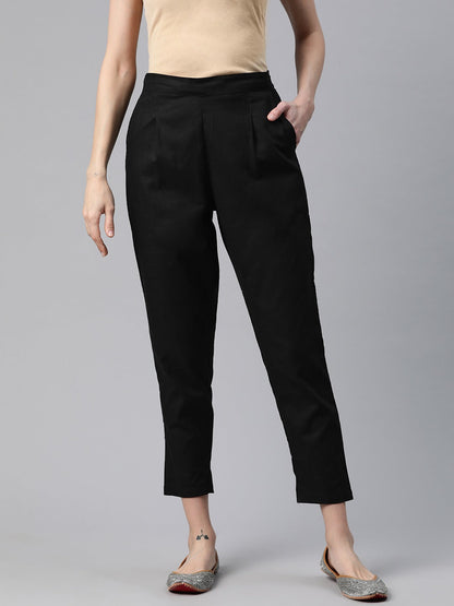 Linen Fabric Black Color Regular Fit Palazzos