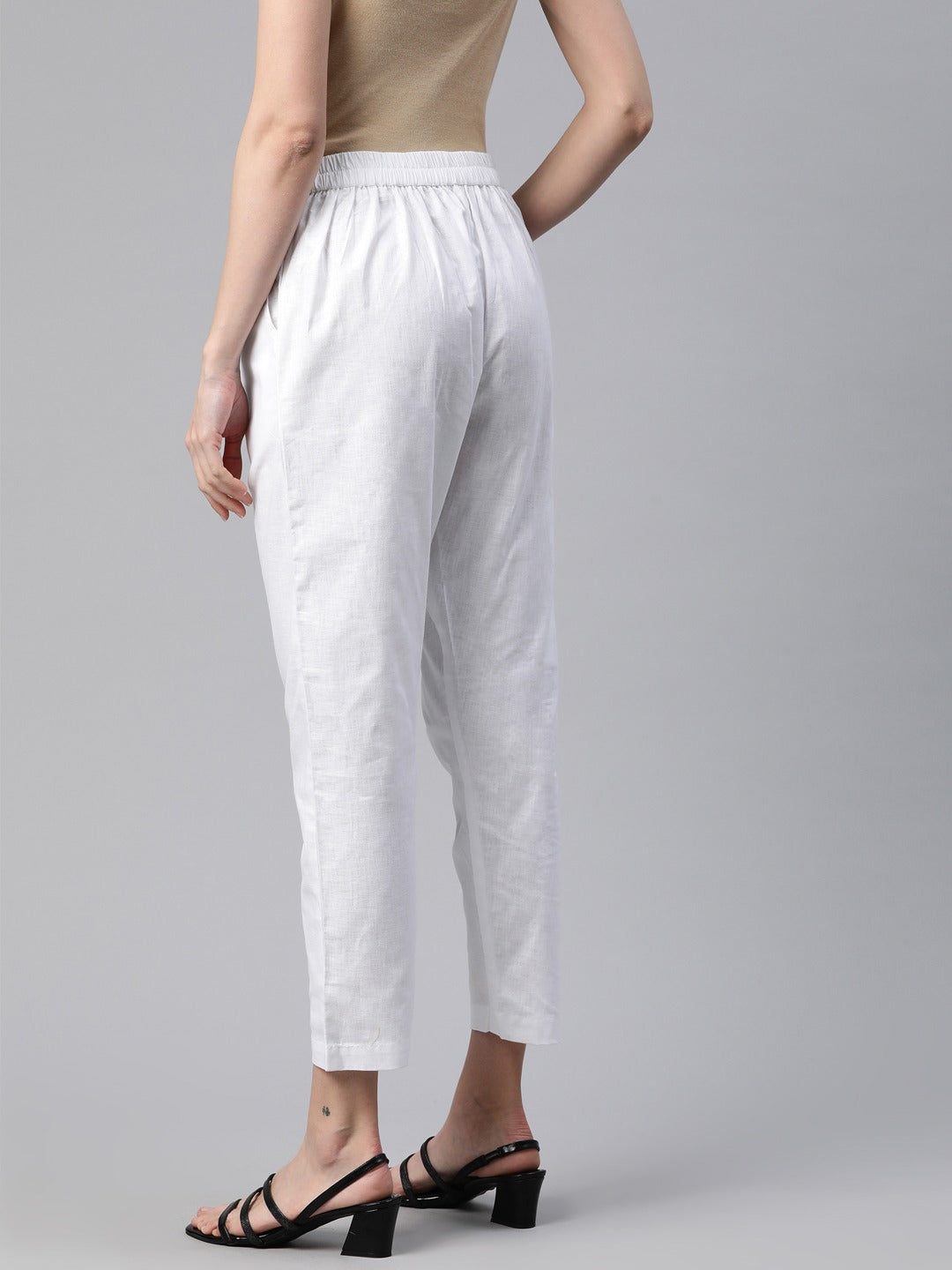 Linen Fabric White Color Regular Fit Palazzos
