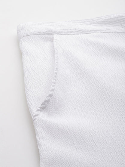 Polyester Fabric White Color Regular Fit Palazzos