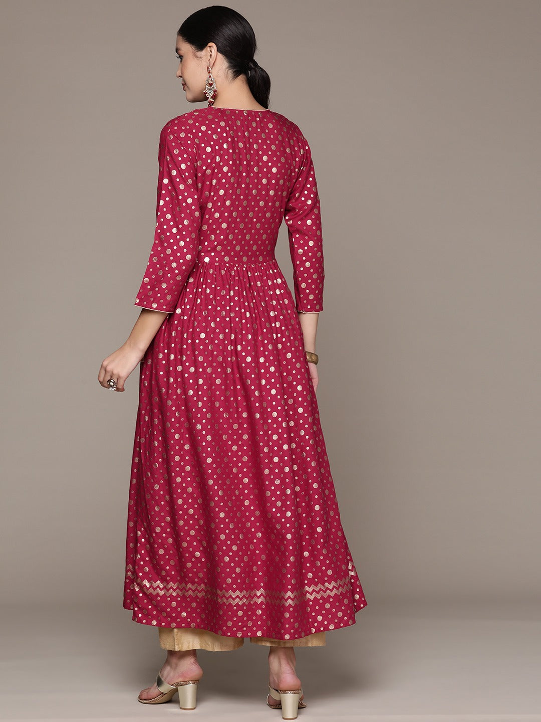 Frock Style Rayon Fabric Maroon Color Kurta