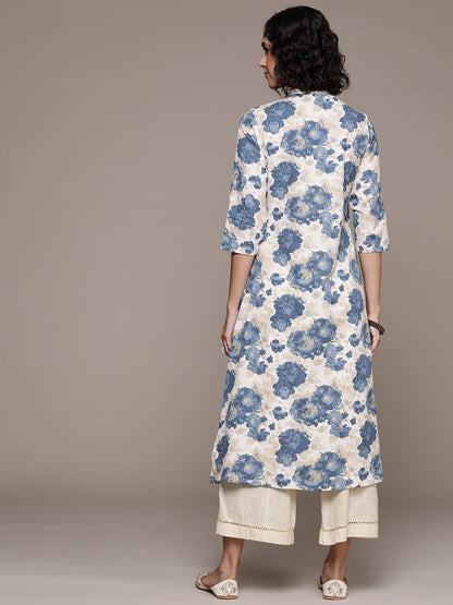 A line style Cotton fabric Blue color kurta