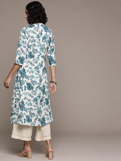 A line style Cotton fabric Teal color kurta