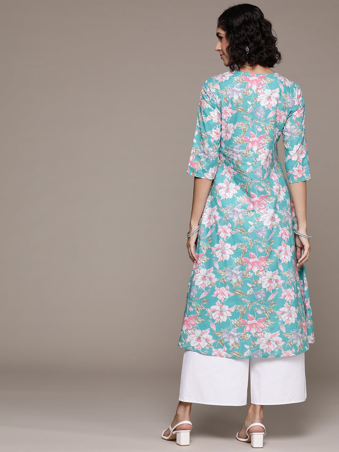 A line style Cotton fabric Blue color kurta