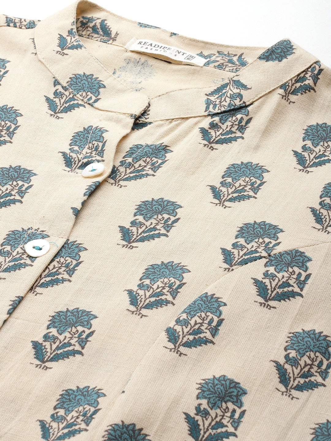 A Line Style Cotton Fabric Teal Color Kurta