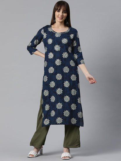 Rayon Printed Straight Kurta
