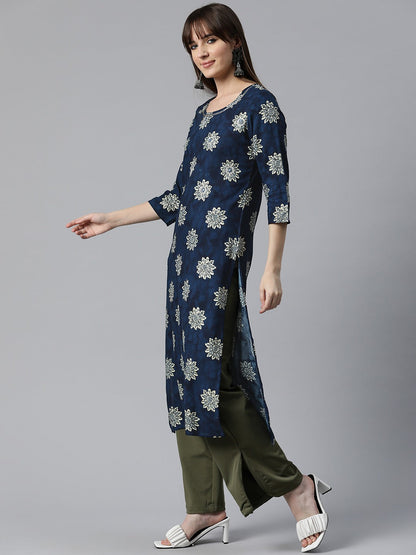 Rayon Printed Straight Kurta