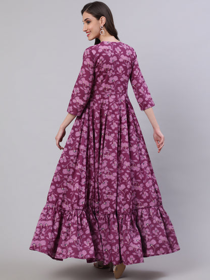 Cotton Embroidered Front slit  3/4 Sleeves Calf Kurta